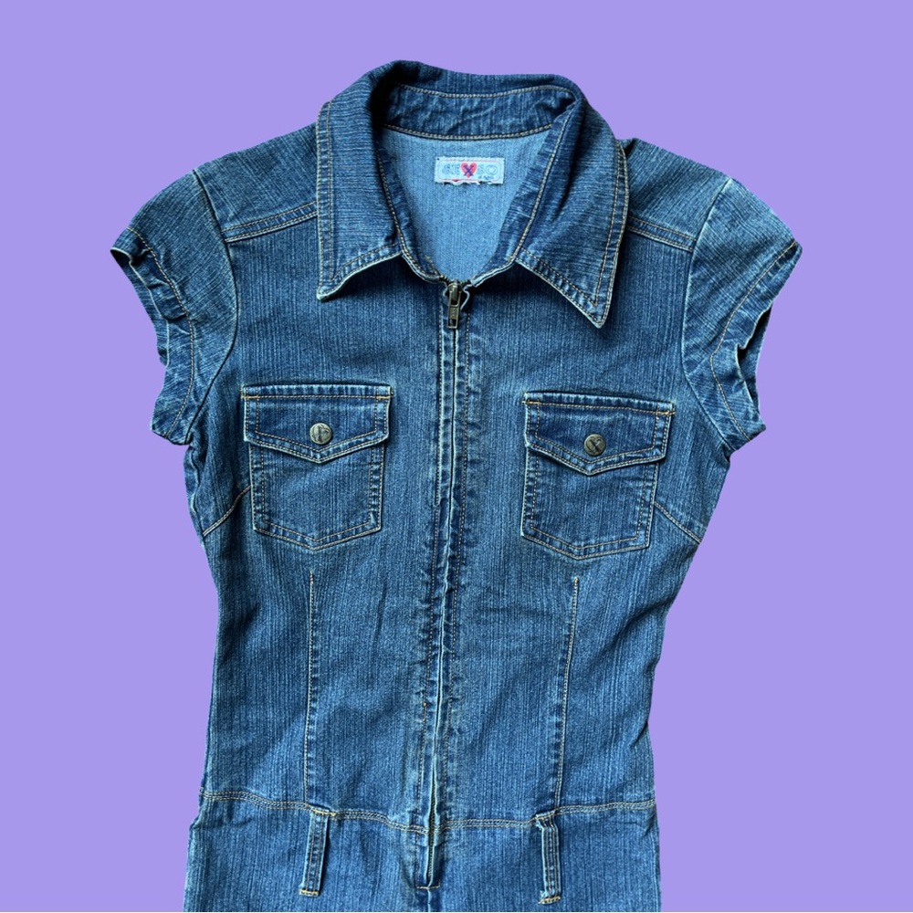 2/50$ Vintage 70s Style Denim Jumpsuit | Vintage - Picture 2 of 9